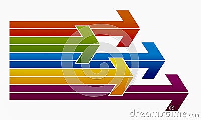 Five colored arrows Stock Photo