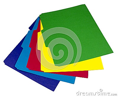 Five colored folders fanned out Stock Photo