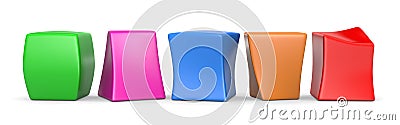 Five Colorful Blank Funny Cubes Stock Photo