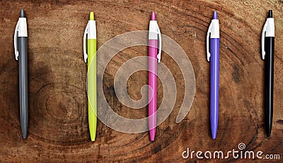 Five Colorful Pen Stock Photo