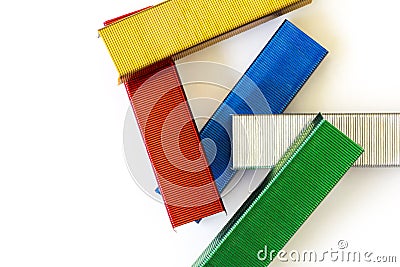 Five Coloured Metal Staple Refills Stock Photo