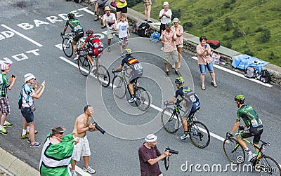 Five Cyclists on Col de Peyresourde - Tour de France 2014 Editorial Stock Photo