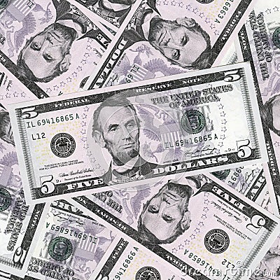 Five dollars background Stock Photo