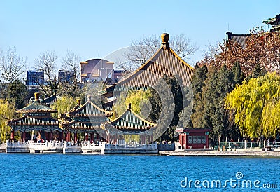 Five Dragon Pavilions Beihai Lake Park Beijing China Stock Photo