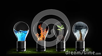 Five elements of nature air water fire earth space Stock Photo