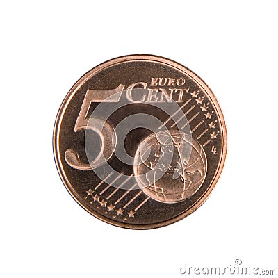 Five Euro Cent Coin Stock Photo
