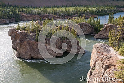 Five Finger Rapids on Yukon river Stock Photo