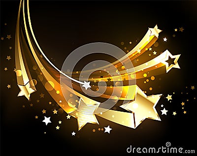 Flying golden comets Gold stars Vector Illustration