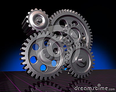 Five Gears on Black Stock Photo