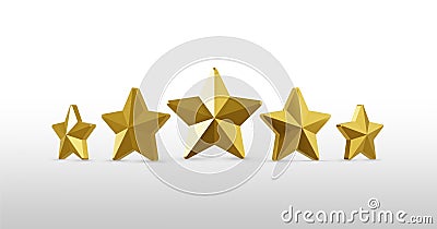 Five gold star rate review customer experience quality service excellent feedback concept on best rating satisfaction background Stock Photo