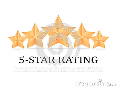 Five gold star rating vector icon Vector Illustration