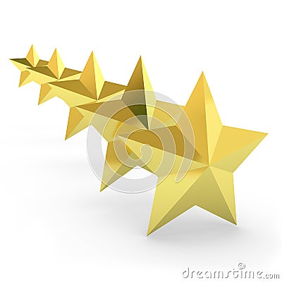 Five gold stars on white background Stock Photo