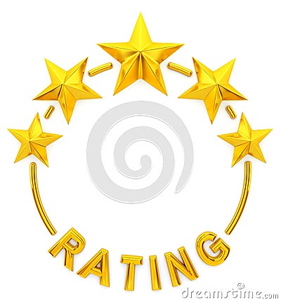 Five golden star rating Stock Photo