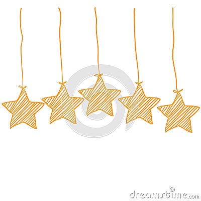 Five golden stars. Doodle cute illustration about the product quality rating.handdrawn style Vector Illustration