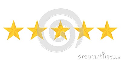 Five golden stars rating showing best quality Vector Illustration