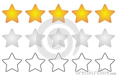 Five gradient stars for rating Stock Photo
