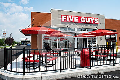 Five Guys restaurant building storefront Editorial Stock Photo