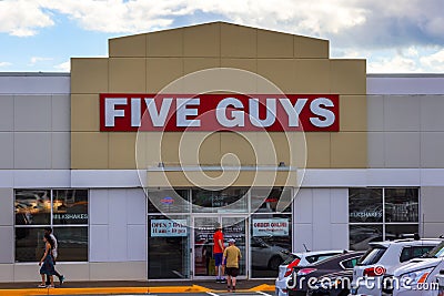 FIVE GUYS Restaurant. Five Guys Burgers Fries, HALIFAX, NOVA SCOTIA, CANADA Editorial Stock Photo