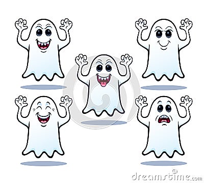 Five Halloween Ghosts Stock Photo