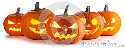 Halloween Pumpkins on white Stock Photo