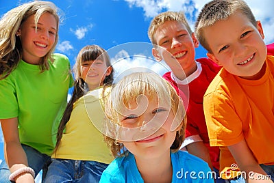 Five Happy Kids Stock Photo