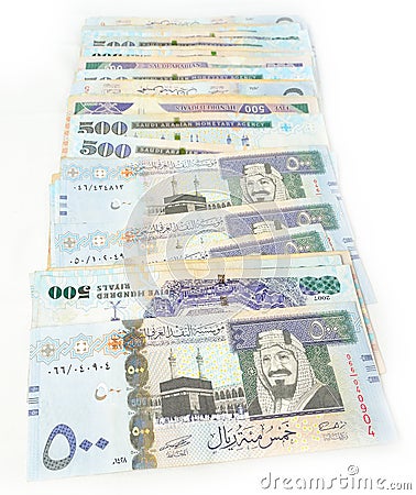 Five hundred Saudi riyals line Stock Photo