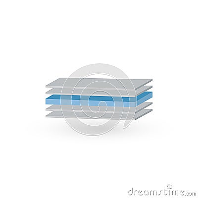 Five Layer structure illustration in 3D perspective. glass wood or textile layers. can be used for manuals, brochures, product Cartoon Illustration