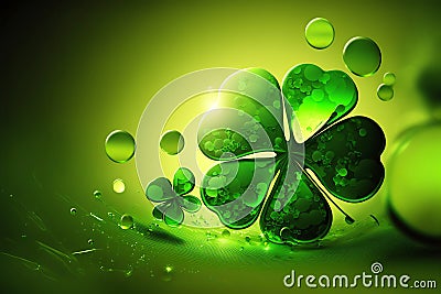 A five leaf clover on a green background. Created with Generative AI Stock Photo