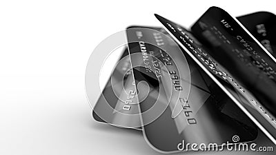 Five Modern Credit Cards in Black Edition Cartoon Illustration