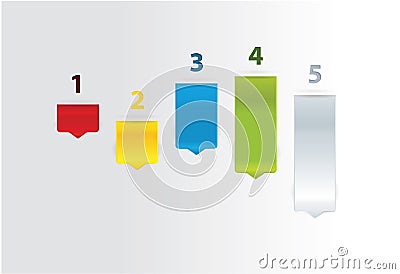 Five modern vector arrows. Five steps, five different colors. Vector Illustration