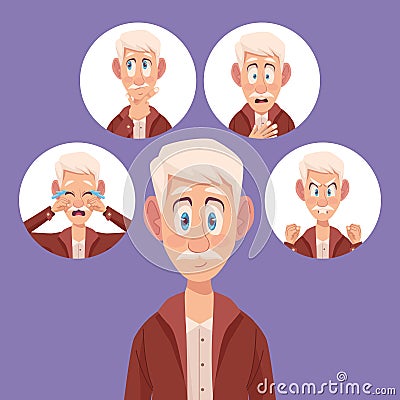 five elders with alzheimers Vector Illustration