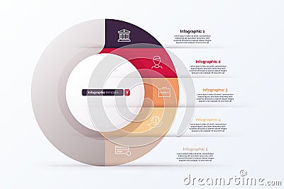 Five option cycle infographic chart. Vector illustration Vector Illustration