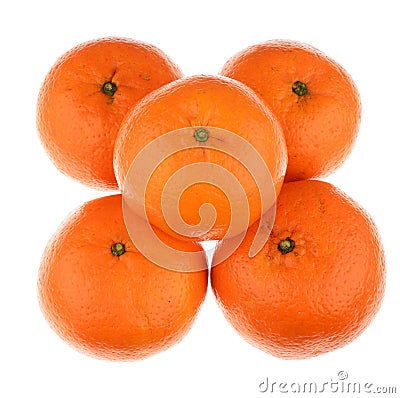 Five Oranges Isolated on White Stock Photo