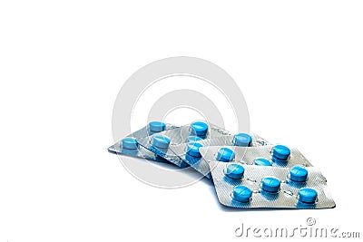 Five pack of tablet pills for full course treatment of herpes on the genitals or mouth. Stock Photo