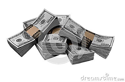 Five packs one hundred dollar bills Stock Photo