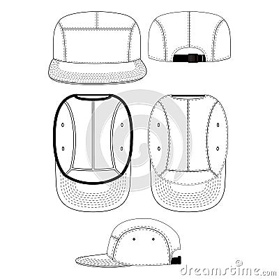 Five panel hat vector outline template Vector Illustration