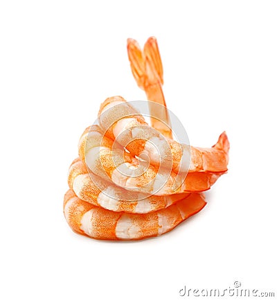 Five pink shrimp tails as OK sign Stock Photo