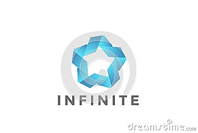 Five point Star Union Logo Looped infinity vector. Vector Illustration