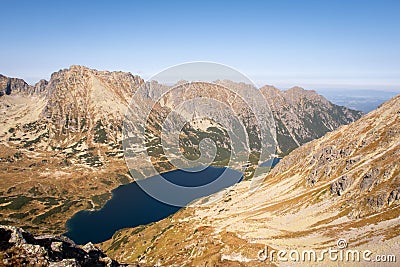 Five Polish Ponds Valley Dolina Pieciu Stawow Polskich high resolution panorama, autumn, Tatras, Poland Stock Photo