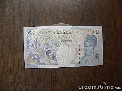 Five pounds England banknote Editorial Stock Photo