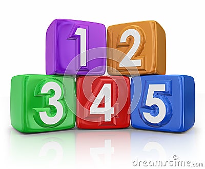 5 Five Principles Elements Basic Building Blocks Counting Cubes Stock Photo