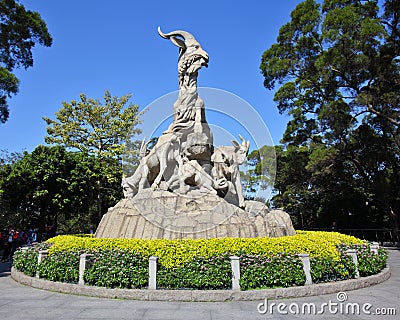 The Five-Ram Sculpture - symbol of Guangzhou Editorial Stock Photo