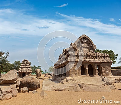 Five Rathas. Mahabalipuram, Tamil Nadu, India Stock Photo