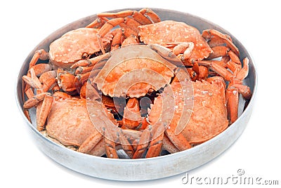 Five red boiled crabs Stock Photo