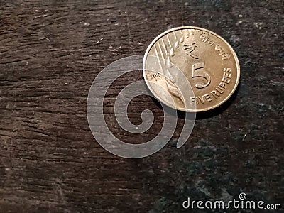 5 Five Rupees Indian coin Stock Photo