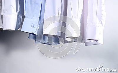 Five Shirts hanging Stock Photo