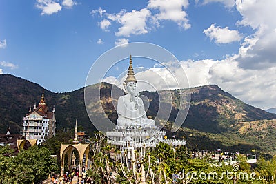 Five sitting Buddha statues at Wat Pha Sorn Kaew Editorial Stock Photo