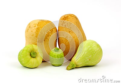 Five Small Squash Stock Photo