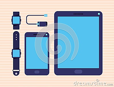 five smart devices Vector Illustration