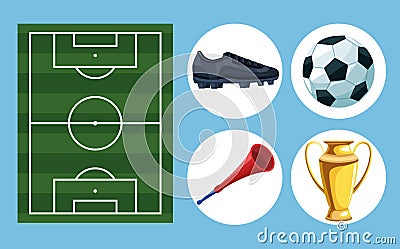 five soccer icons Vector Illustration